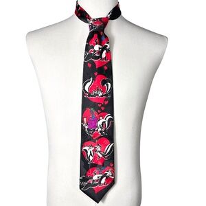 Vintage 1995 Looney Tunes Pepe Le Pew Valentine’s Day Tie Black Hearts Gift